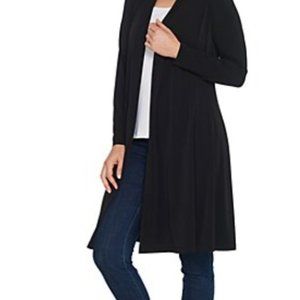 Every Day by Susan Graver Regular Liquid Knit Duster Cardigan, Size Large, black